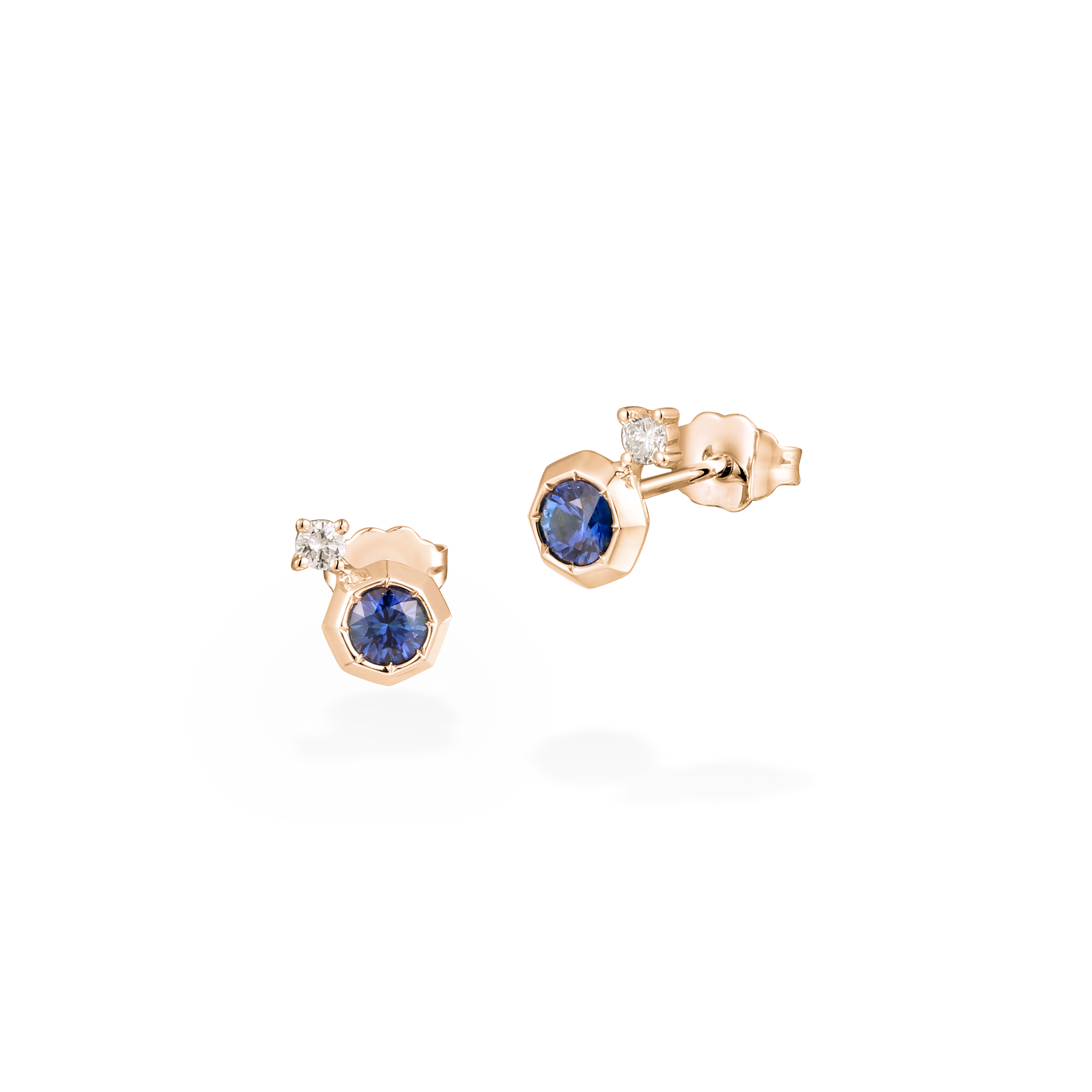 Mori blue sapphire diamond studs